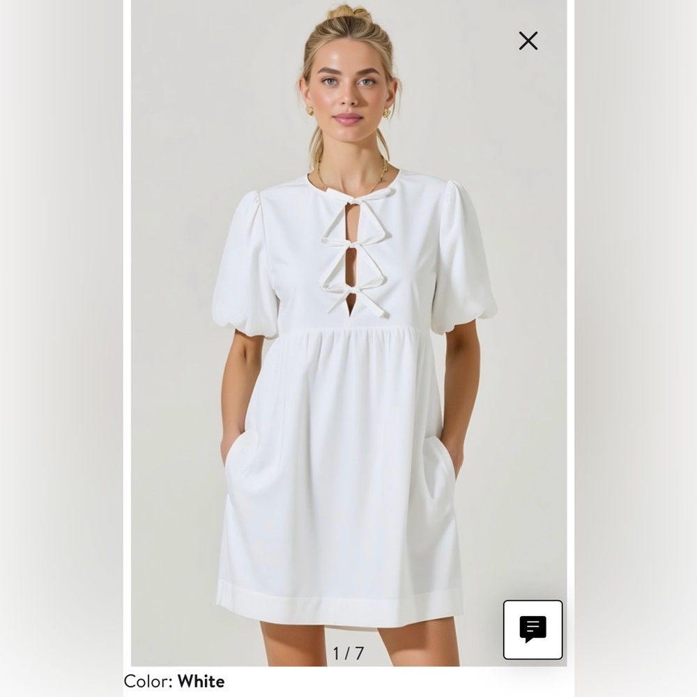 Chic White Puff Sleeve Dress